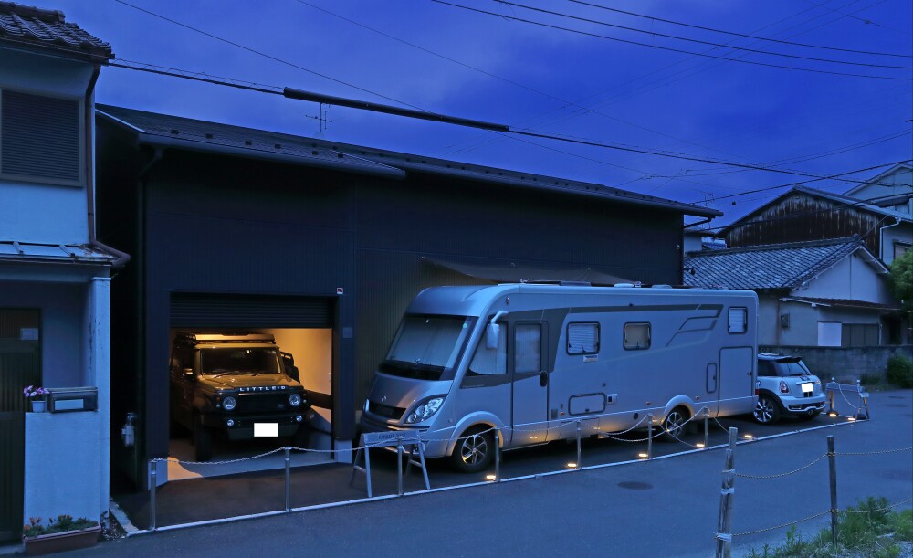 インナーガレージ　ビルトインガレージ　車庫　駐車スペース　駐車場　間取り　見取り図　奈良市　狭小住宅